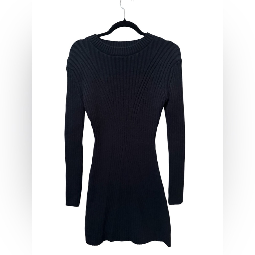 Commense Black Ribbed Mini Dress - Picture 2 of 6